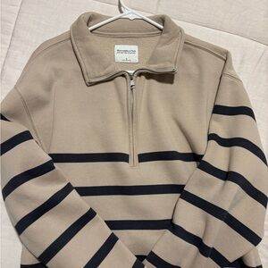 Abercrombie & Fitch Tan and Black Striped Sweater